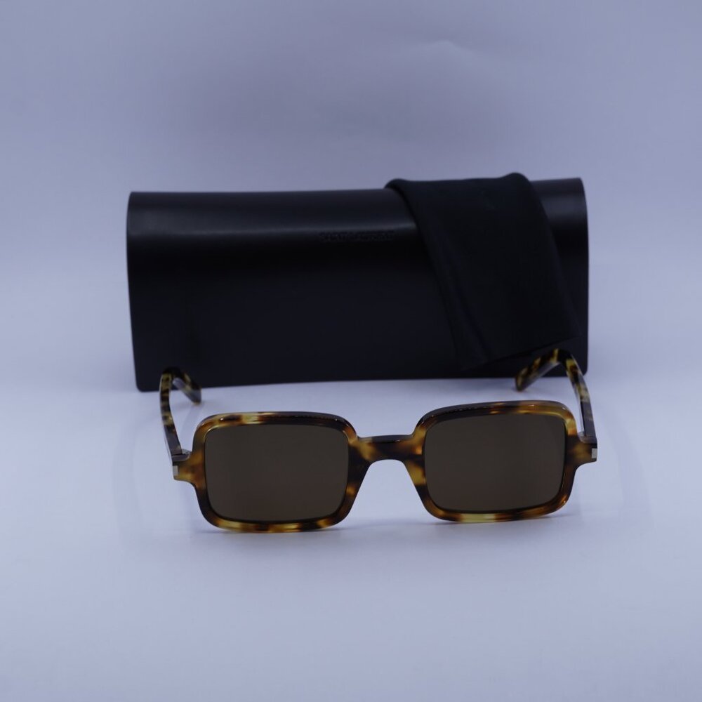 Saint Laurent SL332 006 Rectangle Sunglasses - Havana/Brown - Picture 3 of 11